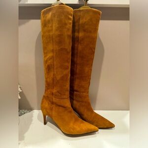 Sergio Rossi Suede Knee-High Heel Boots